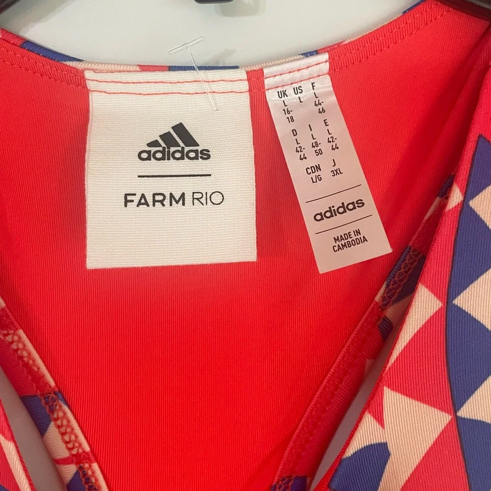 NEW Adidas Farm Rio Psychedelic Wave Red Orange Cut Out Dress Large Festival - Picture 6 of 14